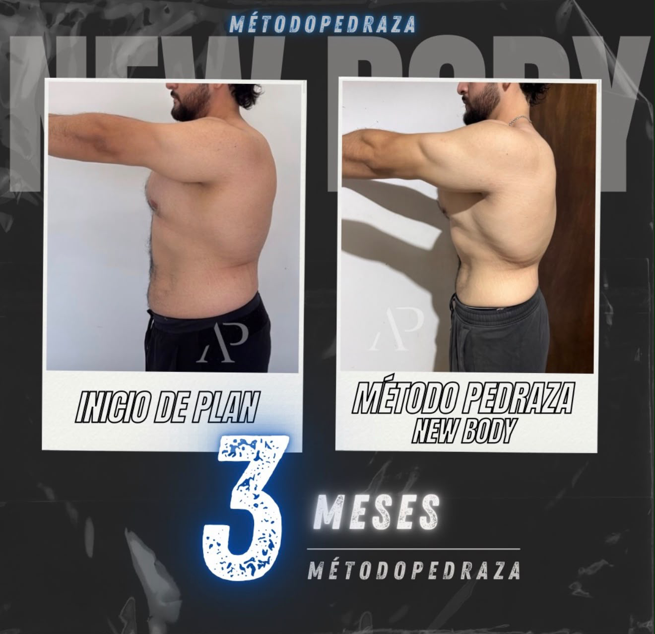Transformación real (hombre) en 3 meses — Método Pedraza
