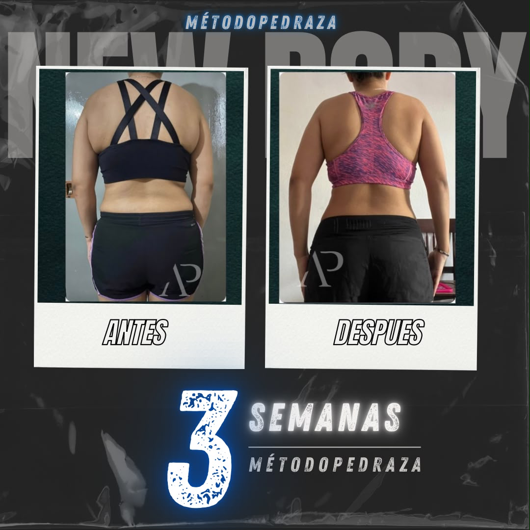 Transformación real (mujer) en 3 semanas — Método Pedraza